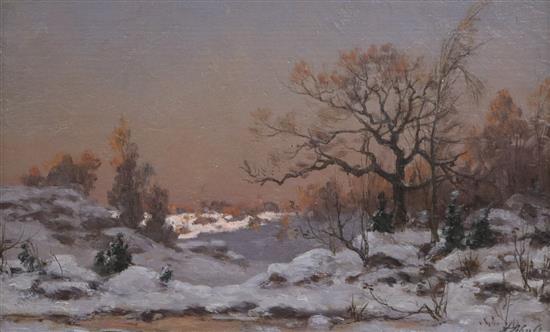 Adrien Schulz (1851-1931) Winter landscape approx. 15.5 x 25.5cm